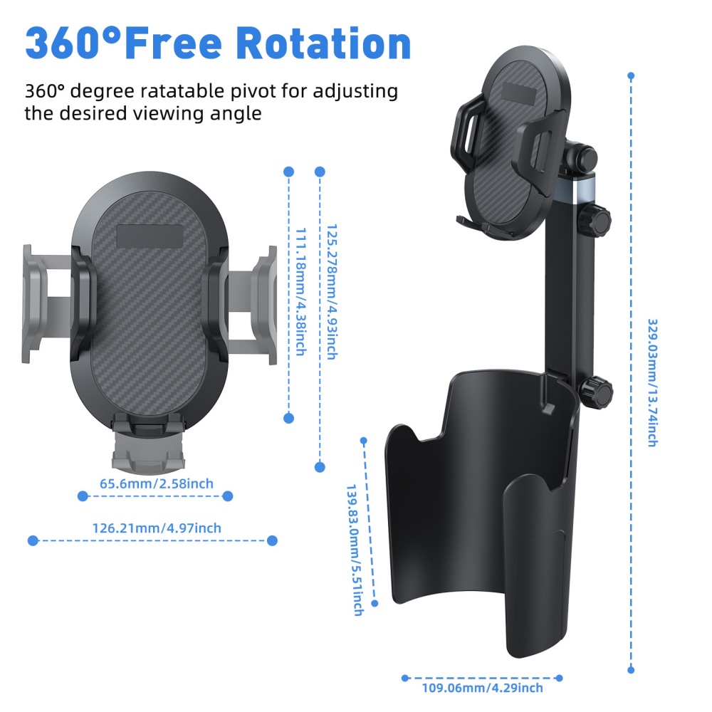 Mobile Tech Accessories - 車用カップホルダー式スマホマウント拡張器 車載携帯ホルダー 360度回転 カップホルダー拡張器 スマートフォン車内アクセサリー